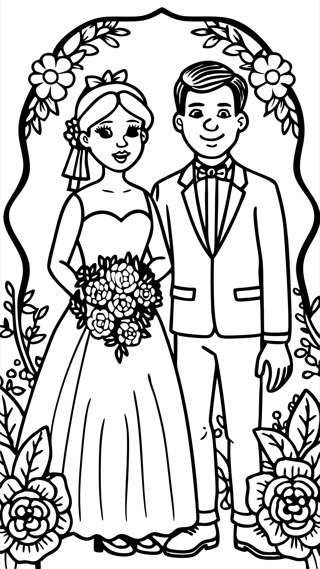 coloring pages of bride and groom